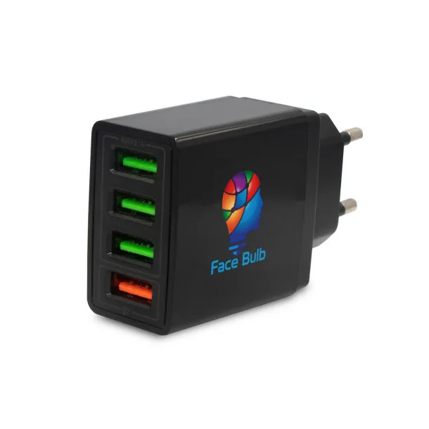  USB zidni punjač s 4 USB priključka Crna