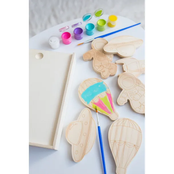 Priya Wooden blocks set for painting, paints and 2 brushes wood
