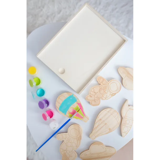 Priya Wooden blocks set for painting, paints and 2 brushes wood