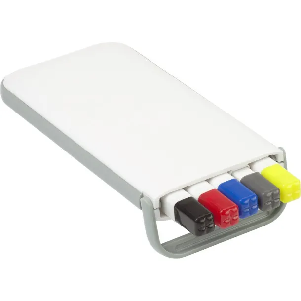  Writing set, pencil, highlighter and ball pens with caps that indicate ink colour Bijela