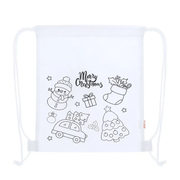  Drawstring bag for colouring, Christmas pattern, crayons Bijela