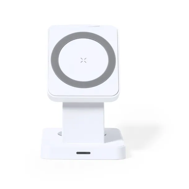  Magnetic wireless charger 15W, 3 in 1, phone stand Bijela