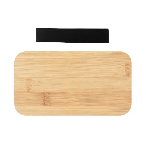 Tijani Lunch box 2 in 1, 2x500 ml, bamboo lid, cutlery Crna