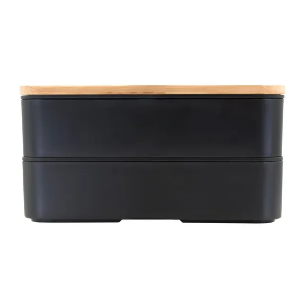 Tijani Lunch box 2 in 1, 2x500 ml, bamboo lid, cutlery Crna