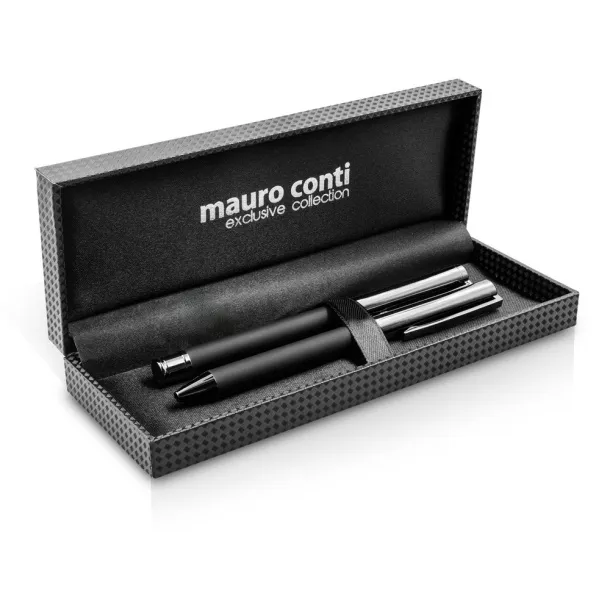  Mauro Conti writing set, ball pen and roller ball pen Crna