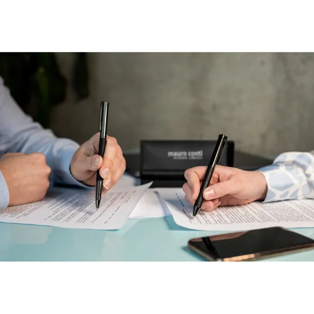  Mauro Conti writing set, ball pen and roller ball pen Crna