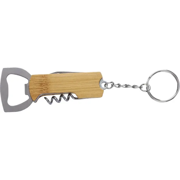  Bamboo keyring 3 in 1, brown