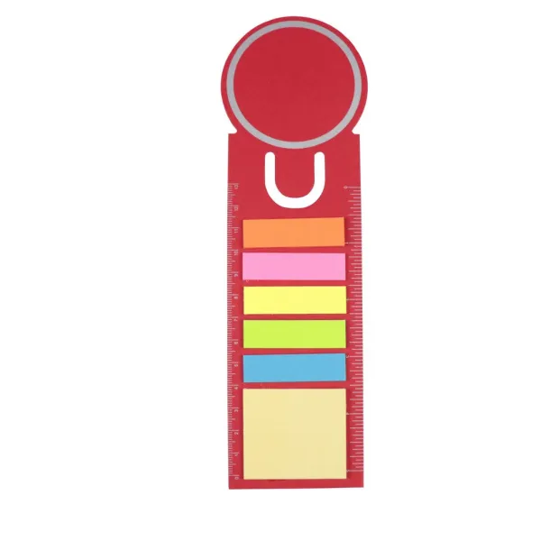  Memo holder, sticky notes, bookmark, notebook, ruler Crvena