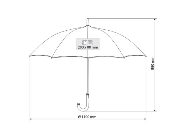 BLACK LINE umbrella with automatic opening - CASTELLI Gray