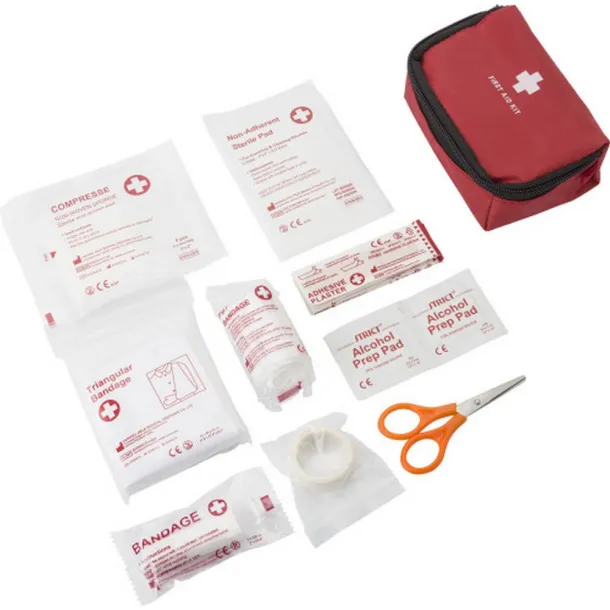  First aid kit in pouch, 16 pcs Crvena