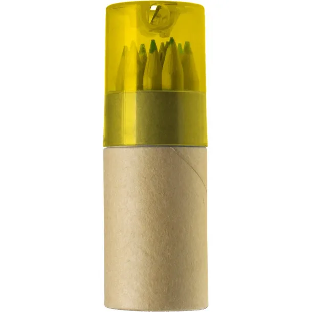  Colour pencil set with pencil sharpener Žuta