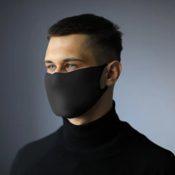  Reusable face mask with filter space and silver ions Crna