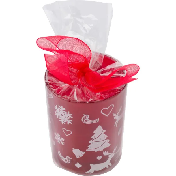  Decorated candle holder with tea light Crvena