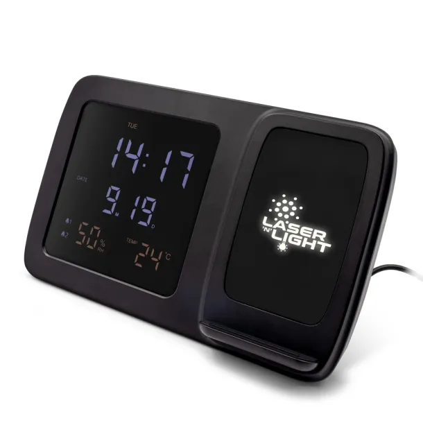 Isha Wireless charger 5W-15W Exclusive Collection, multifunctional digital clock Crna