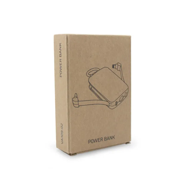 Dimetrice prijenosna baterija s karabinerom i svijetlom, 1 W - 4 000 mAh Bijela