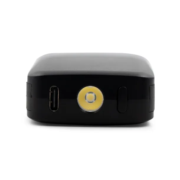 Dimetrice prijenosna baterija s karabinerom i svijetlom 1W, 4.000 mAh Crna
