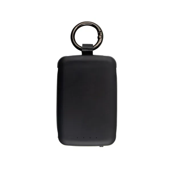 Dimetrice prijenosna baterija s karabinerom i svijetlom 1W, 4.000 mAh Crna