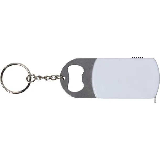  Keyring, bottle opener, LED light, measuring tape 1m Bijela