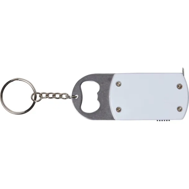  Keyring, bottle opener, LED light, measuring tape 1m Bijela