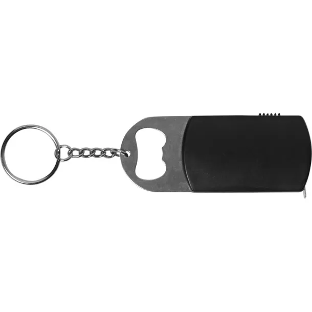  Keyring, bottle opener, LED light, measuring tape 1m Crna