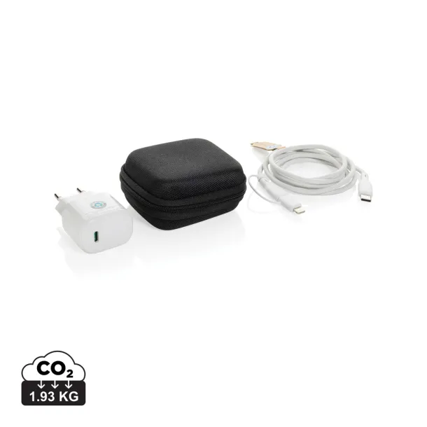Boost 2-dijelni set za punjenje, 20W tip C, od RCS recikliranog PET-a - XD Collection Crna 