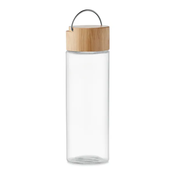 AMELAND Glass bottle 500ml, bamboo lid Transparent