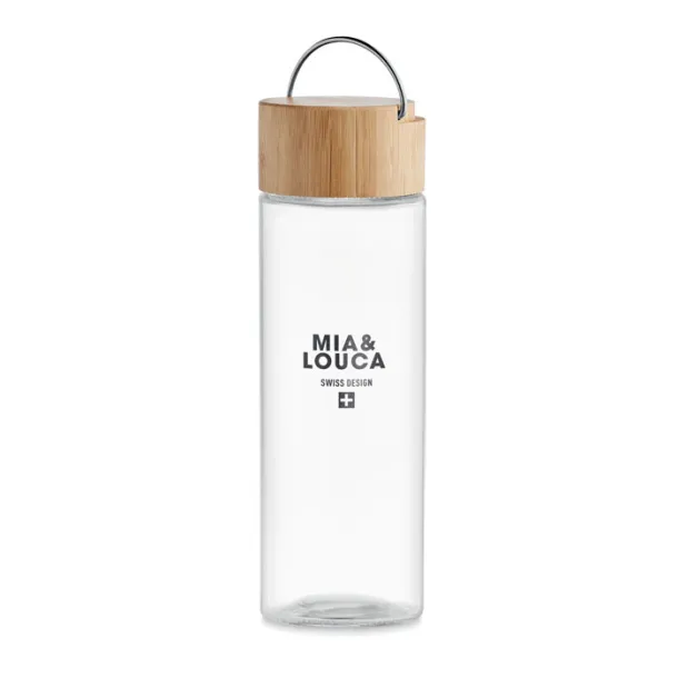 AMELAND Glass bottle 500ml, bamboo lid Transparent