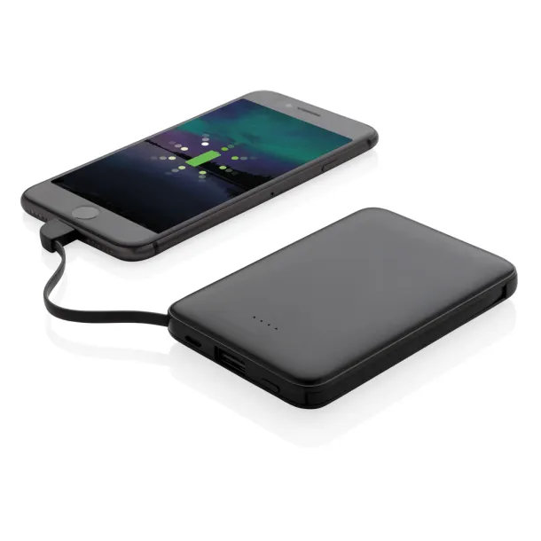  5.000 mAh Pocket Powerbank with integrated cables - XD Collection Black