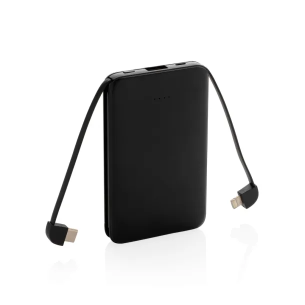  5.000 mAh Pocket Powerbank with integrated cables - XD Collection Black