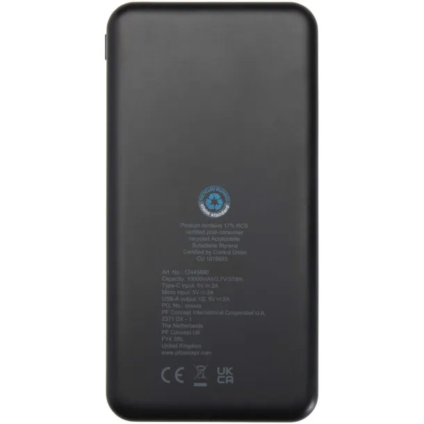 Intan 10.000 mAh 10W recycled plastic power bank Crna