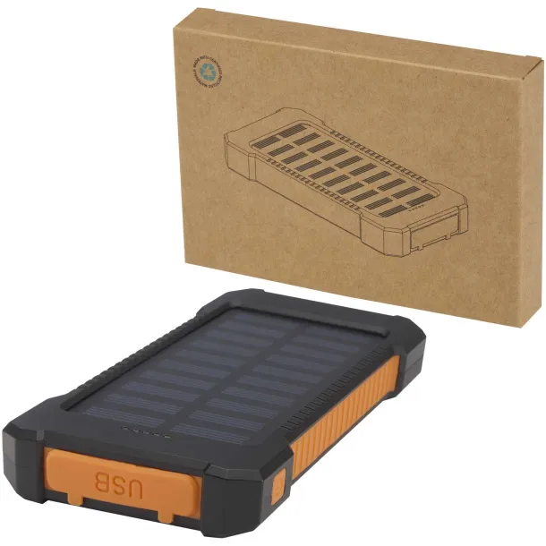 Altair 5000 mAh 10W recycled plastic rugged solar power bank with built-in torch Crna