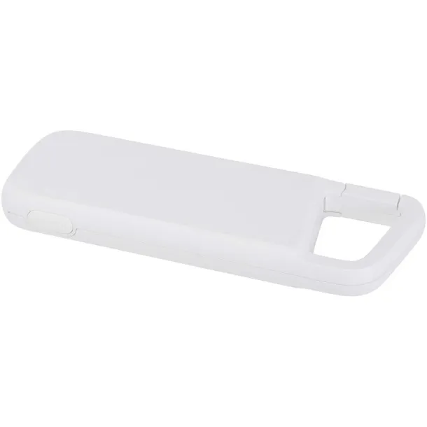 Alkes vodootporna prijenosna baterija od reciklirane plastike s karabinerom - 12 W, 5 000 mAh Bijela