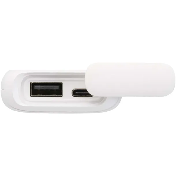 Alkes 5000 mAh 12W recycled plastic water resistant power bank with carabiner White