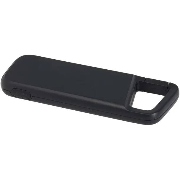Alkes vodootporna prijenosna baterija od reciklirane plastike s karabinerom - 12 W, 5 000 mAh Crna