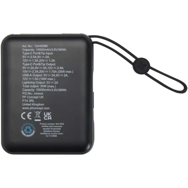 Acrux prijenosna baterija za tablet s ugrađenim USB-C kabelom - 35W, 10 000 mAh Crna