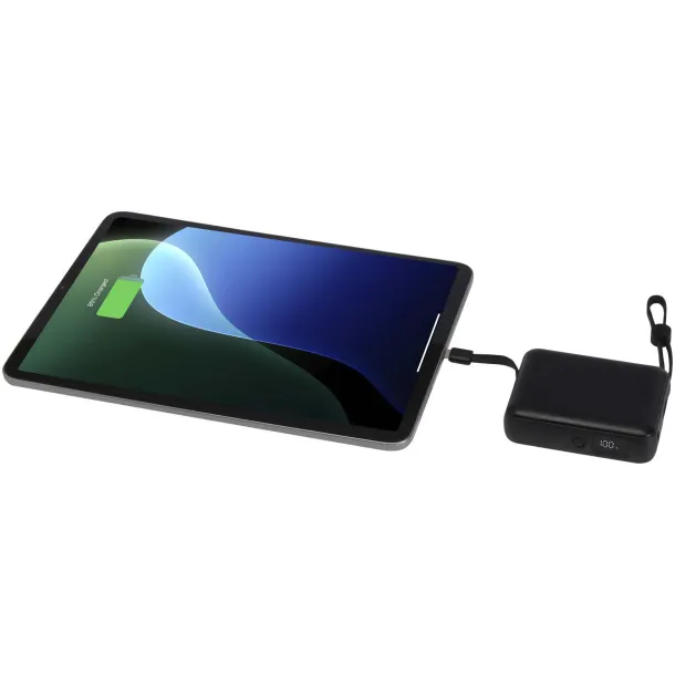 Acrux 10.000 mAh 35W tablet power bank with built in Type-C cable - made from recycled plastic Crna