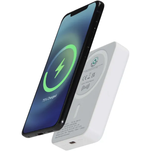 Acrab 10.000 mAh 15W magnetic wireless power bank with 20W PD - made from recycled plastic White