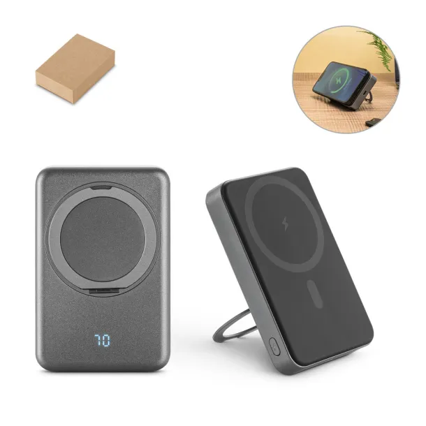 WARSHEL 10 10'000 mAh magnetic power bank with 15W superfast wireless charger in recycled ABS (100% rABS) with stand