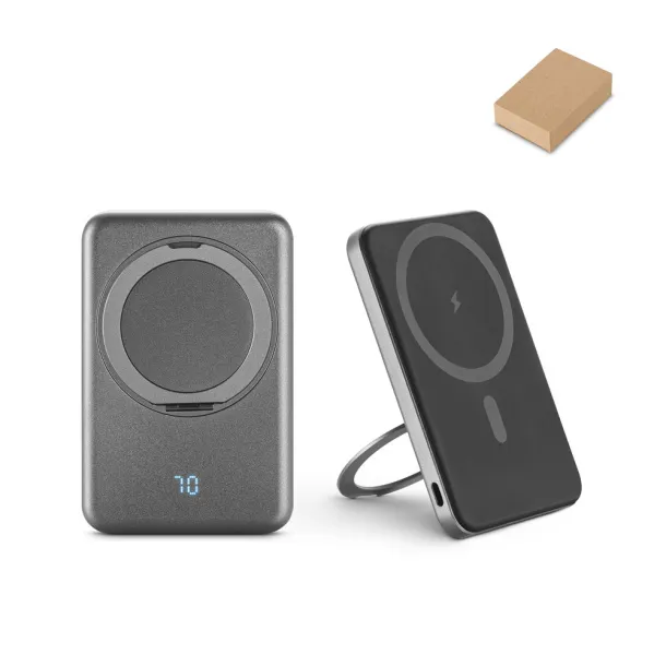 WARSHEL 5 5'000 mAh magnetic power bank with 15W superfast wireless charger in recycled ABS (100% rABS) with stand