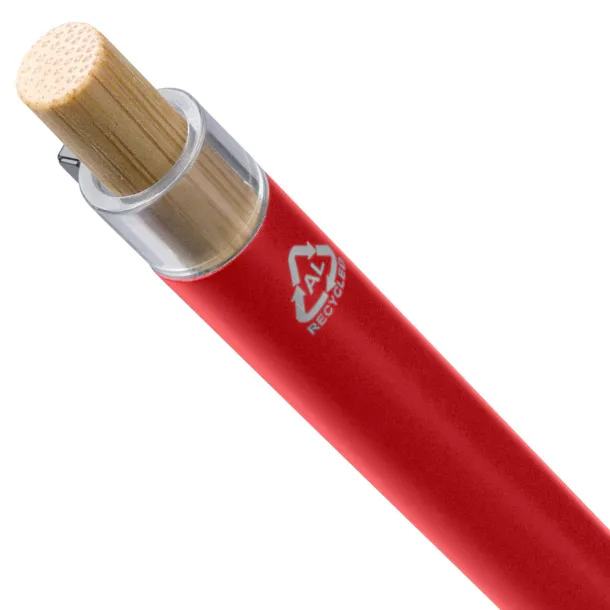  Recycled aluminium lacquered push ballpen Maren Crvena