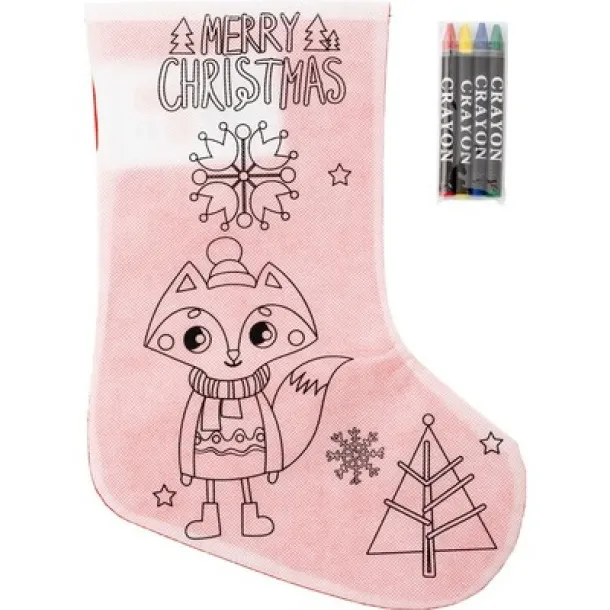  Christmas stocking for colouring, crayons white red