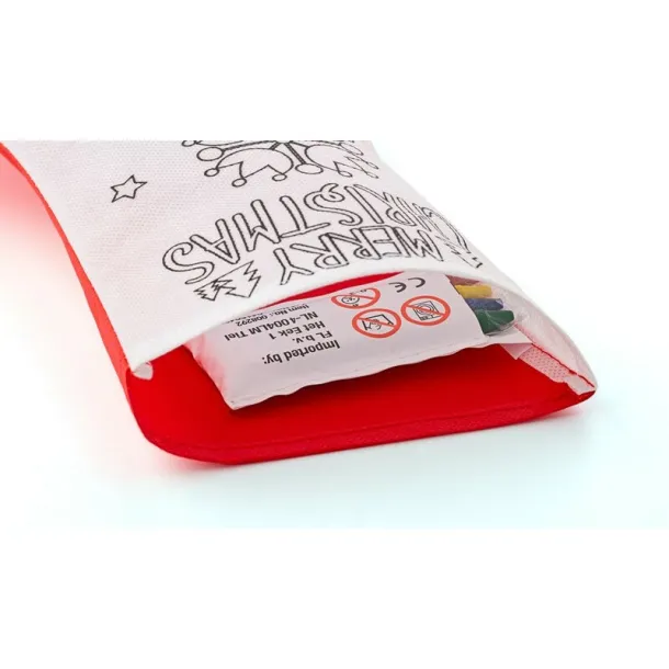  Christmas stocking for colouring, crayons white red