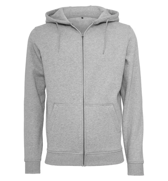  Heavy Zip Hoody - Build Your Brand Heather Grey