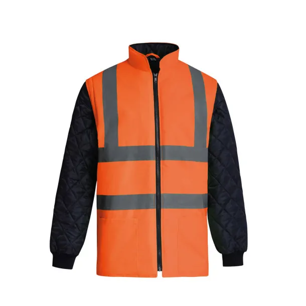  Fluo Quilted Jacket with Zip-Off Sleeves - Yoko Fluo Orange