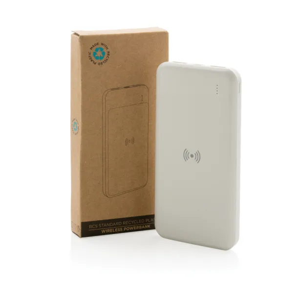  RCS standard recycled plastic wireless powerbank - XD Collection White 