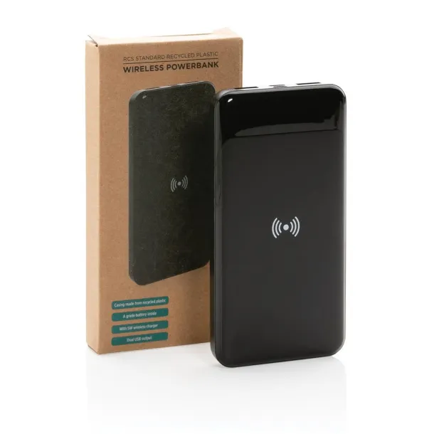  RCS standard recycled plastic wireless powerbank - XD Collection Black 