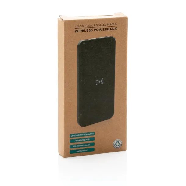  RCS standard recycled plastic wireless powerbank - XD Collection Black 