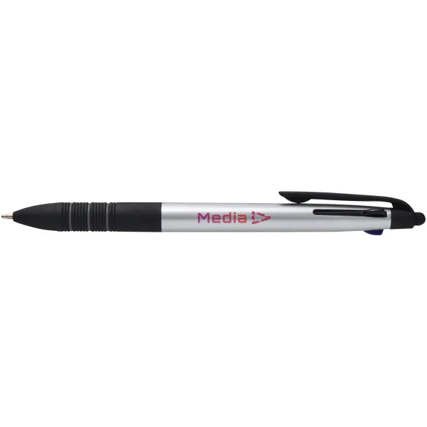 Trine 3-ink RCS recycled ballpoint pen with stylus Silver Crna