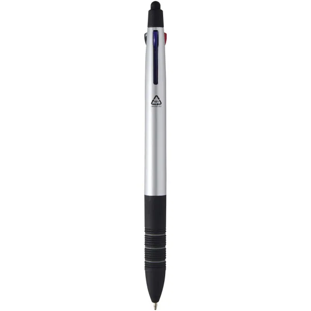 Trine 3-ink RCS recycled ballpoint pen with stylus Silver Crna