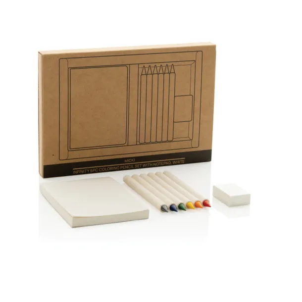  Micki GRS infinity 6pc colouring pencil set with notepad - XD Collection White